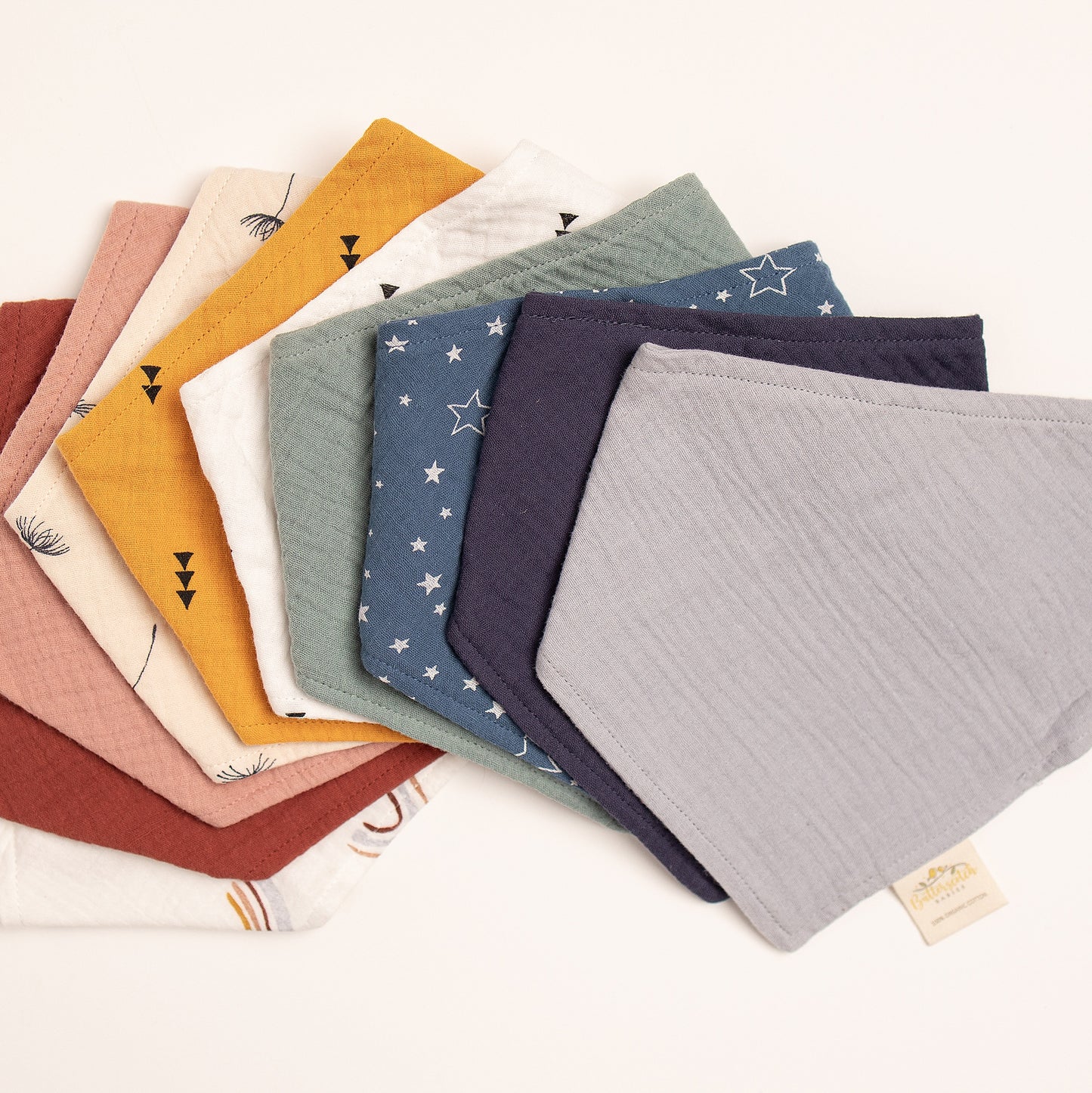 Organic Cotton Blue Grey Bandana Bib