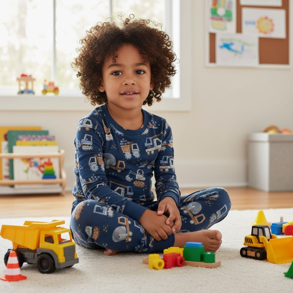 Bamboo Toddler Two-Piece Pajama Construction Crew