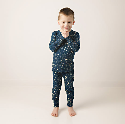 Bamboo Toddler Two-Piece Pajama Midnight Blue Constellation