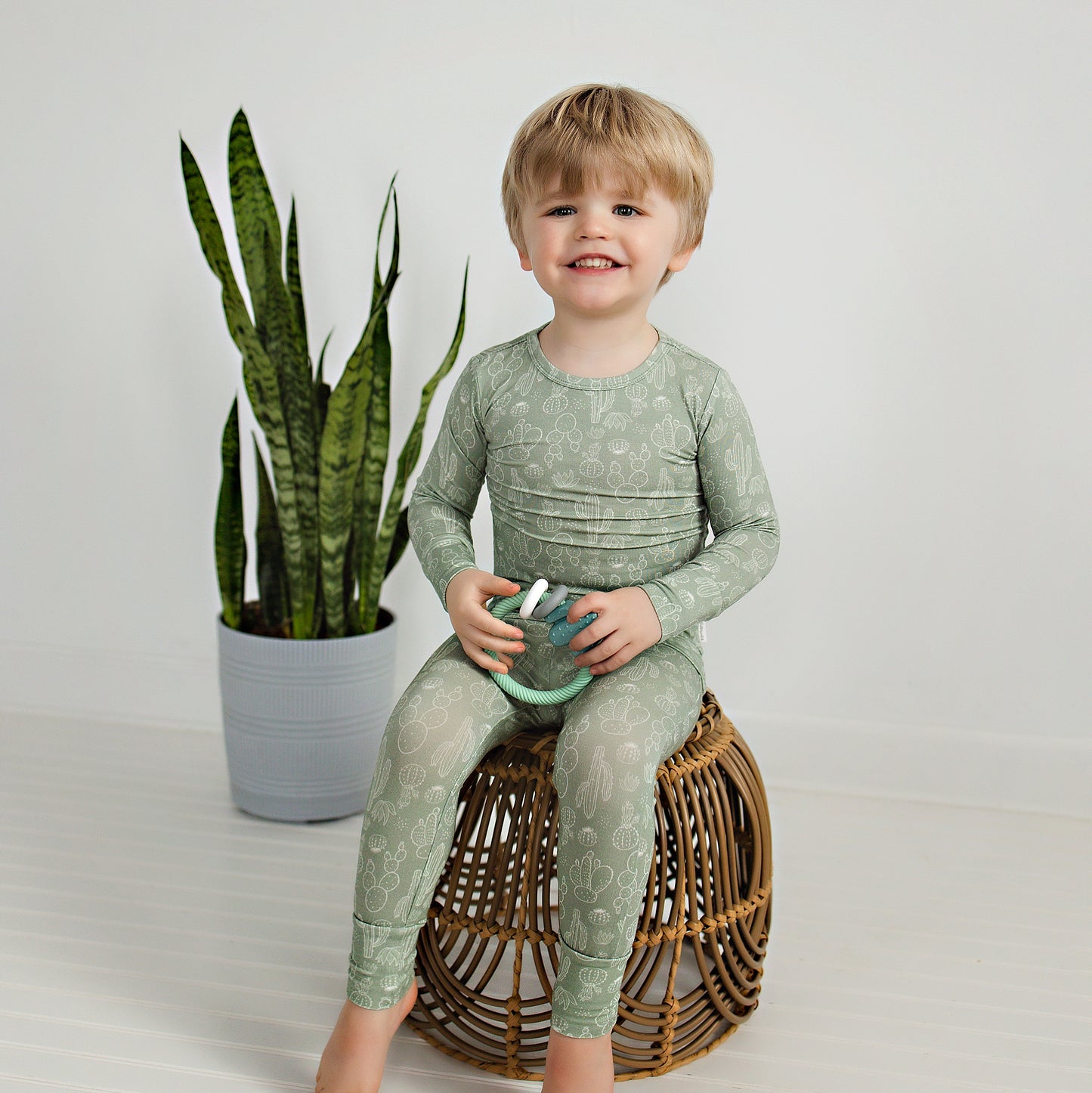Bamboo Toddler Two-Piece Pajama Sage Cactus